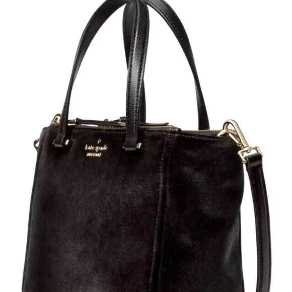 Kate Spade black velvet Kona crossbody handbag small NEW purse shoulder bag - Picture 3 of 9